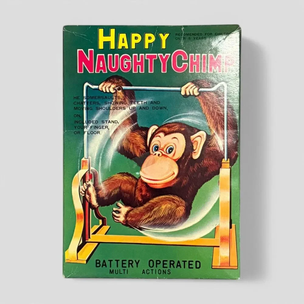 Vintage Happy Naughty Chimp by Daishin Original Box Included 60s Made in Japan